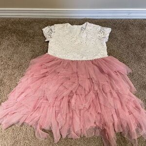 Girls Lots of Love by Speechless Pink and White Lace Kids Formal Dress Size 4T